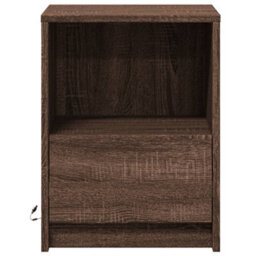 Berkfield Bedside Cabinets With Led Lights 2 Pcs Brown Oak Engineered Wood - thumbnail 6