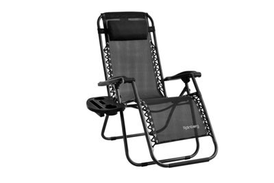 Rainberg Zero Gravity Lounger Chair, Outdoor & Garden Sunloungers, Folding Reclining Patio Cup Holder, Soft Cushion And Headrest