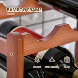 Bamboo Wine Rack 16 Bottles, 4-Tier Display Storage Shelves For Countertop - thumbnail 6