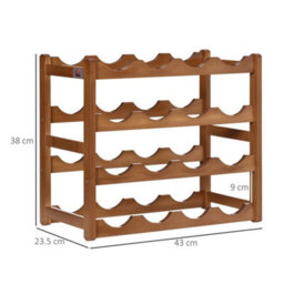 Bamboo Wine Rack 16 Bottles, 4-Tier Display Storage Shelves For Countertop - thumbnail 2