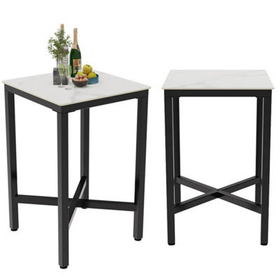 Tall Square Bar Table Small Kitchen Pub Dining Table Steel Frame For 2-4 Chairs - image 1