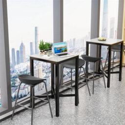 Tall Square Bar Table Small Kitchen Pub Dining Table Steel Frame For 2-4 Chairs - thumbnail 6