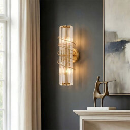 Komore 40Cm Antique Gold Spiral Crystal Bar Wall Light Elegant Crystal Strip Wall Lamp - thumbnail 5