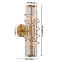 Komore 40Cm Antique Gold Spiral Crystal Bar Wall Light Elegant Crystal Strip Wall Lamp - thumbnail 8