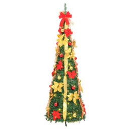 Berkfield Artificial Christmas Tree Pop-Up 200 Leds Green 210 Cm - thumbnail 4