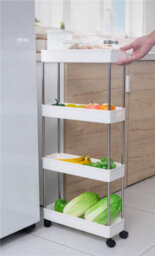 Taylor & Brown 4 Tier Slim Storage Cart, Narrow Rolling Trolley On Wheels, Thin Bathroom Storage Unit With Mesh Shelves (White) - thumbnail 4
