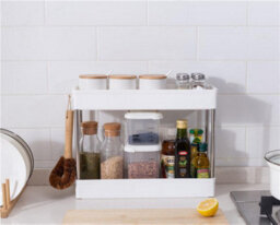 Taylor & Brown 4 Tier Slim Storage Cart, Narrow Rolling Trolley On Wheels, Thin Bathroom Storage Unit With Mesh Shelves (White) - thumbnail 3