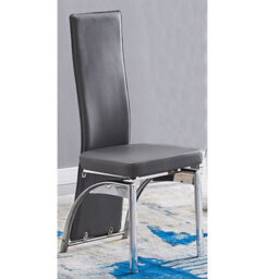 Furniture in Fashion Romeo Grey Faux Leather Dining Chairs With Chrome Legs In Pair - thumbnail 2