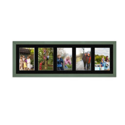 AK Frames 26X8 Green Classic Multi Photo Frame With Black Mount - Holds 5 Apertures (5X) 6X4 Photos - thumbnail 1