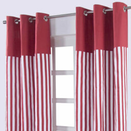 Homescapes Thick Red Stripe Ready Made Eyelet Curtain Pair, 137 X 228 Cm Drop - thumbnail 2
