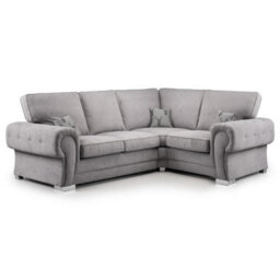 Furnishings For Less UK Milan 4 Seater L Shaped Corner Sofa Full Back Chesterfield Arms Grey Right Hand Facing - thumbnail 1