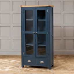 The Furniture Market Westbury Blue Painted Glazed 2 Door 2 Drawer Tall Display Cabinet Unit - thumbnail 6
