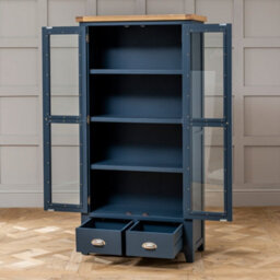 The Furniture Market Westbury Blue Painted Glazed 2 Door 2 Drawer Tall Display Cabinet Unit - thumbnail 7