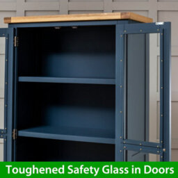 The Furniture Market Westbury Blue Painted Glazed 2 Door 2 Drawer Tall Display Cabinet Unit - thumbnail 8