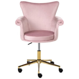 Beliani Desk Chair Velencia Velvet Pastel Pink - thumbnail 5