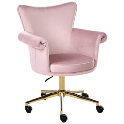Beliani Desk Chair Velencia Velvet Pastel Pink - thumbnail 4