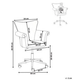 Beliani Desk Chair Velencia Velvet Pastel Pink - thumbnail 3