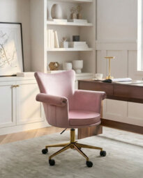 Beliani Desk Chair Velencia Velvet Pastel Pink - thumbnail 2