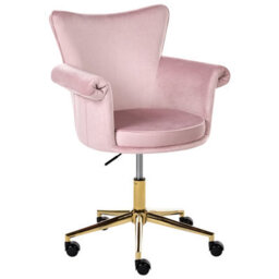 Beliani Desk Chair Velencia Velvet Pastel Pink - thumbnail 1