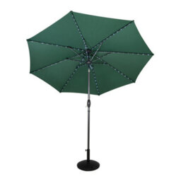 MonsterShop Led Tilt Parasol 2.7M Green Umbrella With Base Garden Patio Sun Solar Lights - thumbnail 1