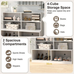 Entryway White Shoe Cabinet 2-In-1 Storage Cabinet & Shoe Bench Combo - thumbnail 6