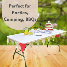 6Ft White Folding Trestle Table Outdoor Indoor - thumbnail 6