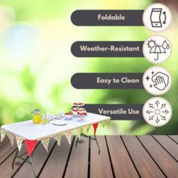 6Ft White Folding Trestle Table Outdoor Indoor - thumbnail 5