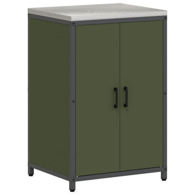 Berkfield Modern Kitchen Storage Cabinet With Shelf With Door Olive Green Steel
