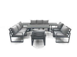 Fimous Garden Sofa Set Aluminium Furniture Rising Dining Tabe Set With 3 Chair 2 Side Tables Dark Grey - thumbnail 2