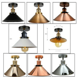 Vintage Semi Flush Mount Ceiling Light E27 Base Industrial Metal Black Lampshade Ceiling Lamp For Kitchen - thumbnail 7