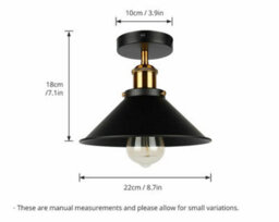 Vintage Semi Flush Mount Ceiling Light E27 Base Industrial Metal Black Lampshade Ceiling Lamp For Kitchen - thumbnail 6