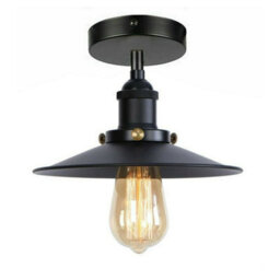 Vintage Semi Flush Mount Ceiling Light E27 Base Industrial Metal Black Lampshade Ceiling Lamp For Kitchen