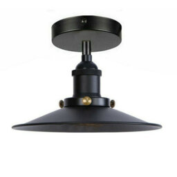 Vintage Semi Flush Mount Ceiling Light E27 Base Industrial Metal Black Lampshade Ceiling Lamp For Kitchen - thumbnail 5