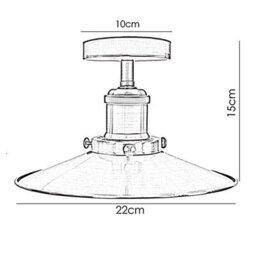 Vintage Semi Flush Mount Ceiling Light E27 Base Industrial Metal Black Lampshade Ceiling Lamp For Kitchen - thumbnail 4