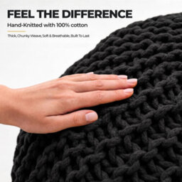 Bravich Black Chunky Knitted Pouffe Footstool - 50Cm Round - thumbnail 7