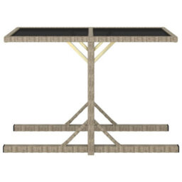 Walplus Garden Table Beige 110X53X72 Cm Glass And Poly Rattan - thumbnail 2