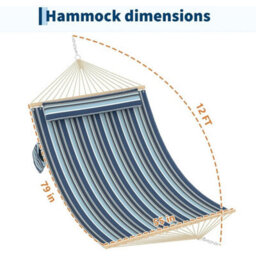 Hammocks 12 Ft Double With Spreader Bar And Detachable Pillow Hammock - thumbnail 2