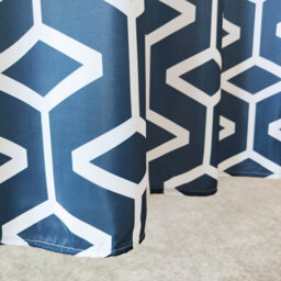 Neel Blue Shower Curtain With Hooks, Navy Blue & White, 180Cm X 180Cm - thumbnail 8