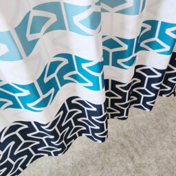 Neel Blue Shower Curtain With Hooks, Navy Blue & White, 180Cm X 180Cm - thumbnail 7