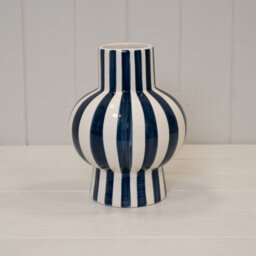 Annibells Blue & White Striped Ceramic Glazed Vase R (24689)