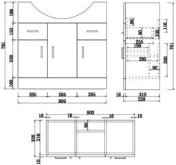 Affine 850mm Bathroom Vanity Unit & Basin Sink Tap + Waste Gloss White Floorstanding - thumbnail 6