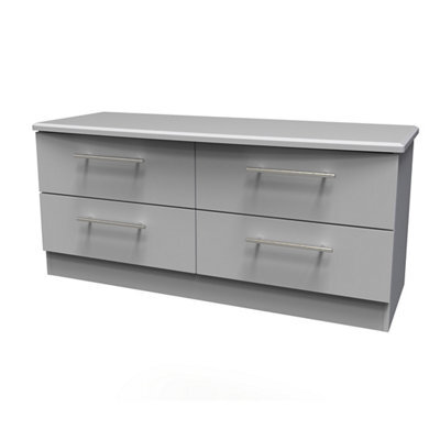 Bergamo Ready Assembled Matt Grey No Effect 4 Drawer Bedside Chest (H)505mm (W)1120mm (D)415mm - image 1