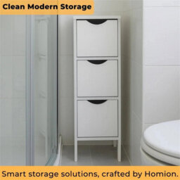 3 Drawers Storage Cabinet Unit Free Standing Cupboard Wood - thumbnail 7