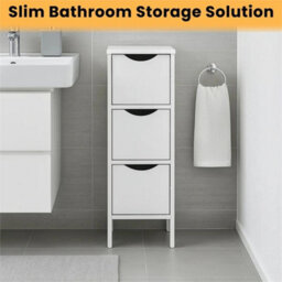 3 Drawers Storage Cabinet Unit Free Standing Cupboard Wood - thumbnail 6