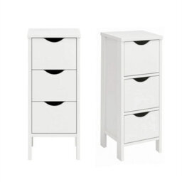 3 Drawers Storage Cabinet Unit Free Standing Cupboard Wood - thumbnail 1