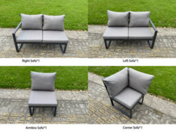 Fimous 5 Piece Garden Furniture Set 6 Seater Aluminium Outdoor Dining Set Dining Table & Cushions, Grey - thumbnail 3