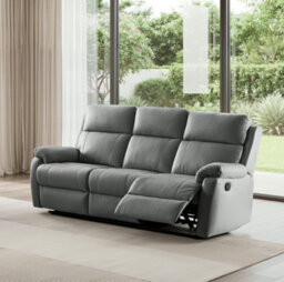SC FURNITURE LIMITED Dark Grey Genuine Leather Reclining 3 Seater + 2 Seater Recliner Sofas - Aberino - thumbnail 2