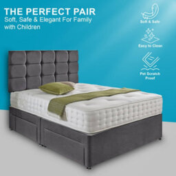 Dining Tables Rio Matching Headboard Divan Set, 2 Drawer On Same Side With Sprung 1500 Comfort Mattress - King - thumbnail 2