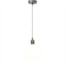 First Choice Lighting Set Of 2 Betchley - White Ribbed Glass Globe Chrome Retro Pendants - thumbnail 3