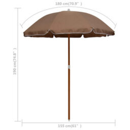Vidaxl Garden Parasol With Steel Pole 180 Cm Taupe - thumbnail 3